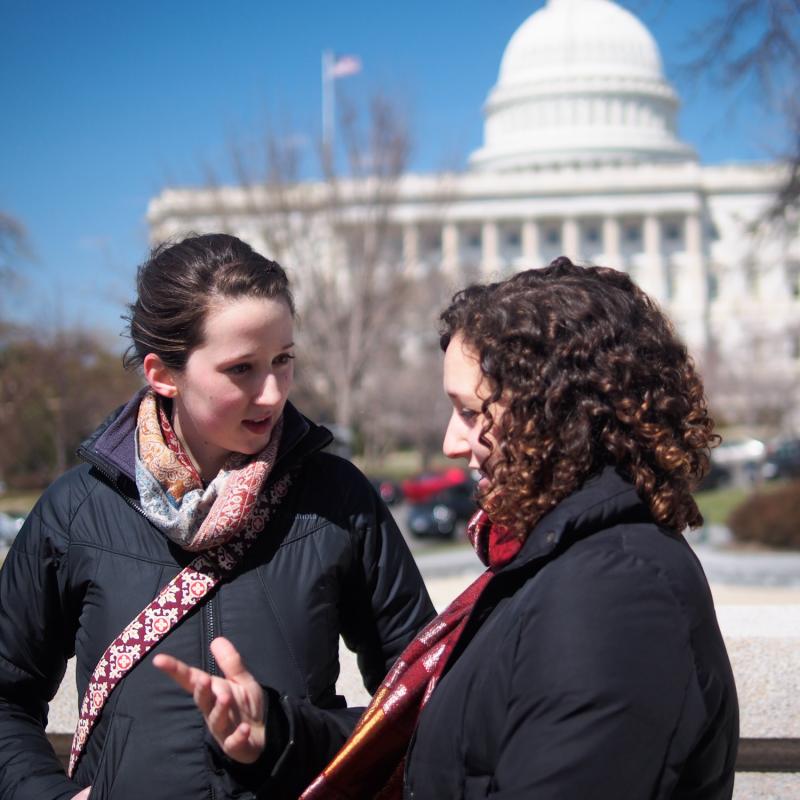 Students conversing outside U.S. Captiol